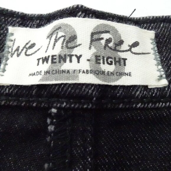 Free People Denim Mini Skirt Size 28 Black Button Fly Brea Boho Raw Hem - Picture 9 of 11